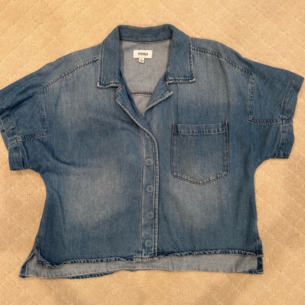 Pistola Indigo Denim Cropped Shirt